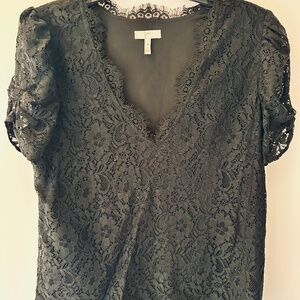 Joie Black Lace Short Sleeve Blouse, size M